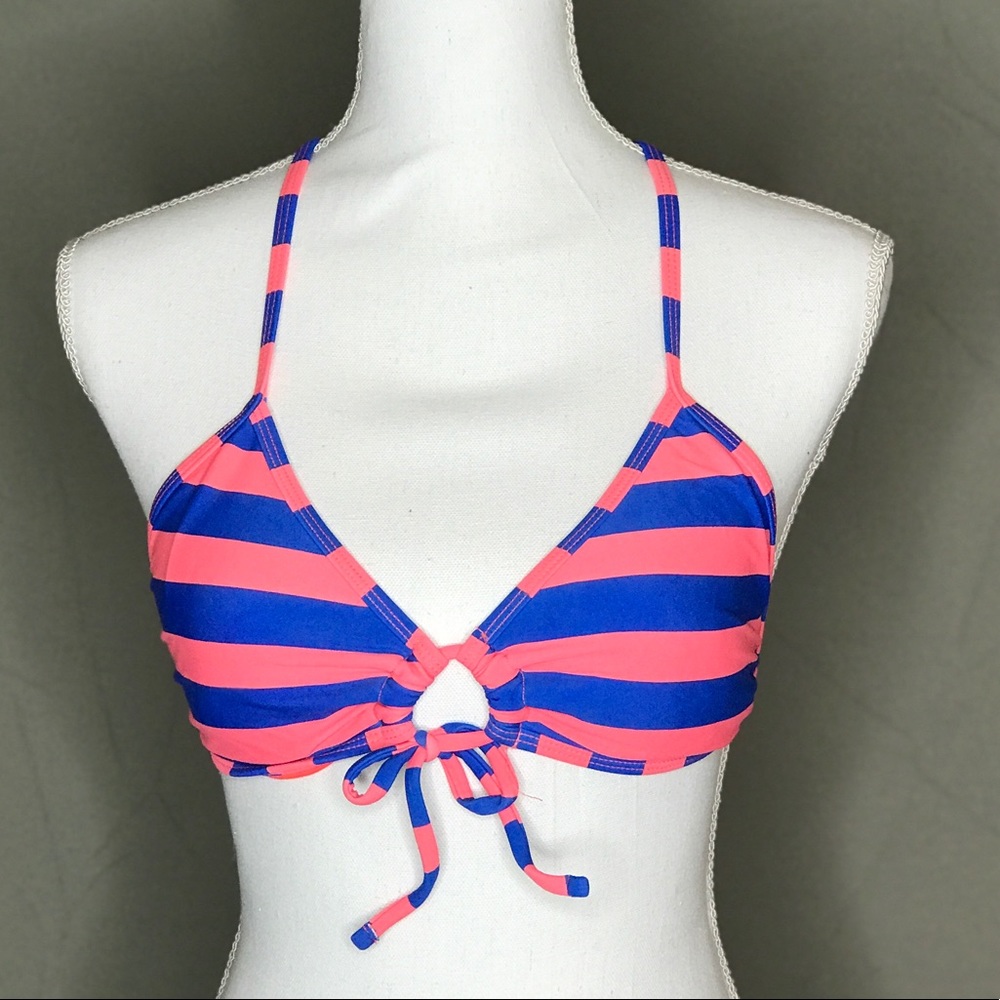 Striped Bikini Top, Criss Cross Back